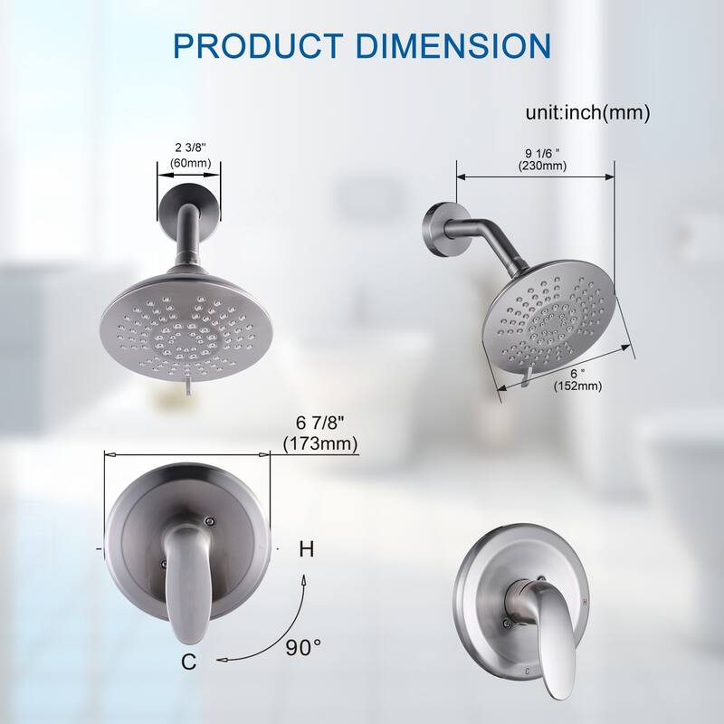 WOWOW Single Handle 5-Spray Shower Faucet with Valve