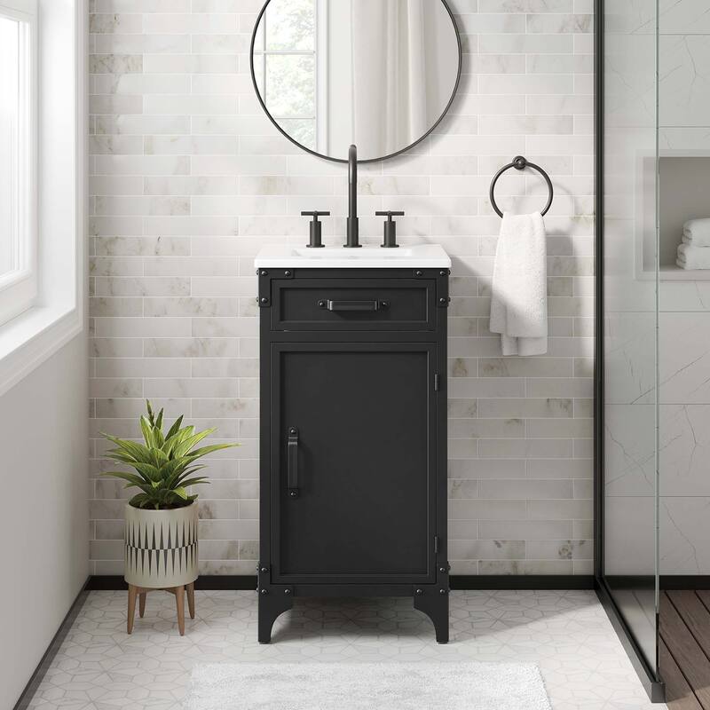 Steamforge Bathroom Vanity Basin Included - 18" - White black