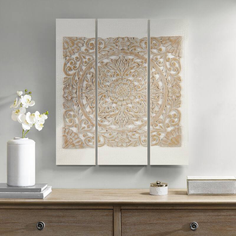 Madison Park Mandala Triptych 3-piece Dimensional Resin Canvas Wall Art Set