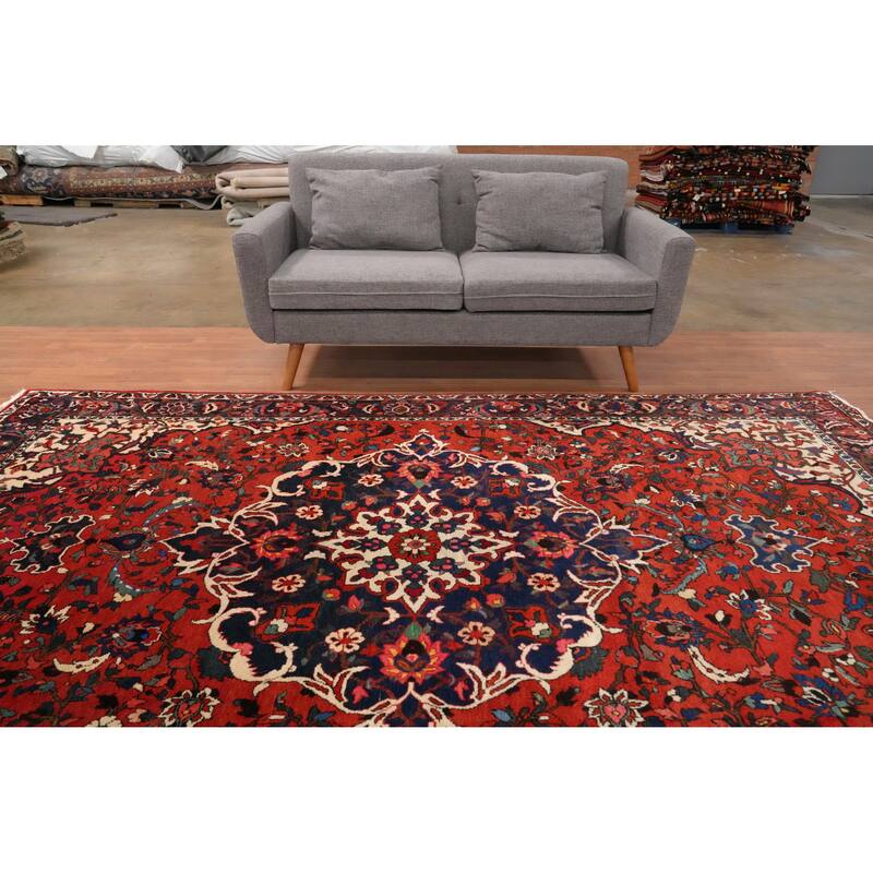 Hand Knotted Oriental 100% Wool Carpet Traditional Floral Oranges & Rust Bakhtiari Area Rug - 10' 3'' X 6' 10''