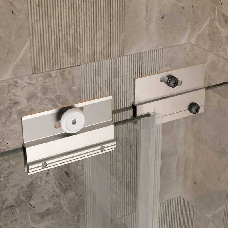 58'' H Glass Double Sliding Shower Door, Bathtub Bypass shower door in Black/Chrome - 60x58