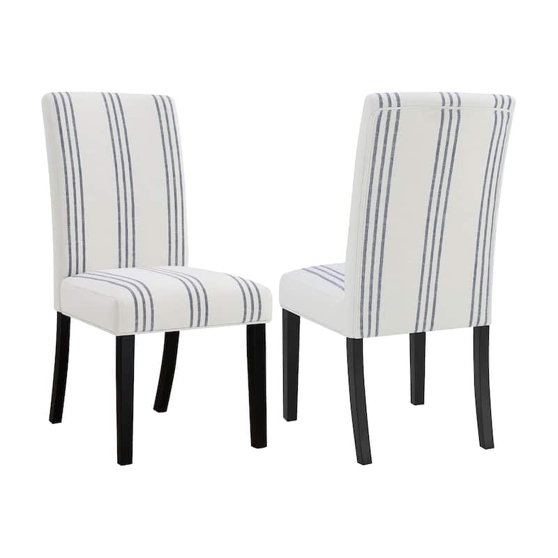 Set of 2 Upholstered Dining Side Chairs in Beige and Black - Dining Height - Beige/Black - Set of 2