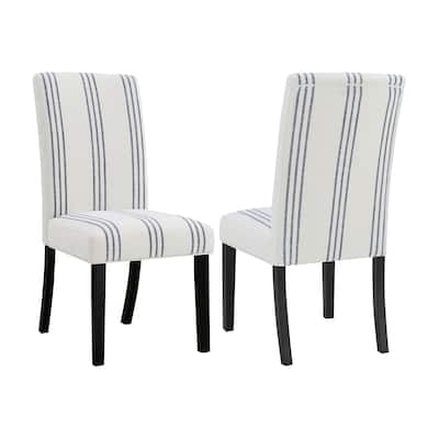 Set of 2 Upholstered Dining Side Chairs in Beige and Black