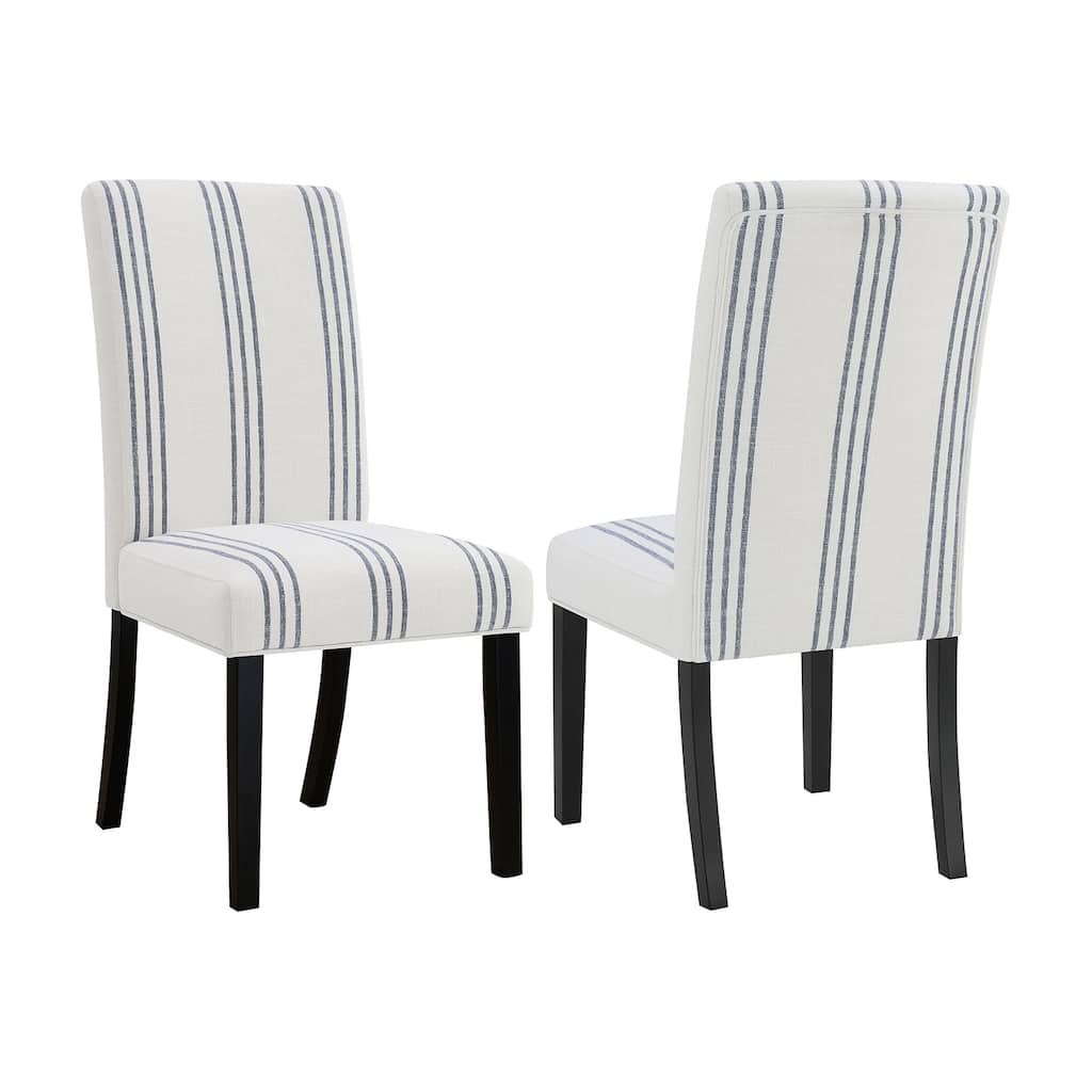 Set of 2 Upholstered Dining Side Chairs in Beige and Black