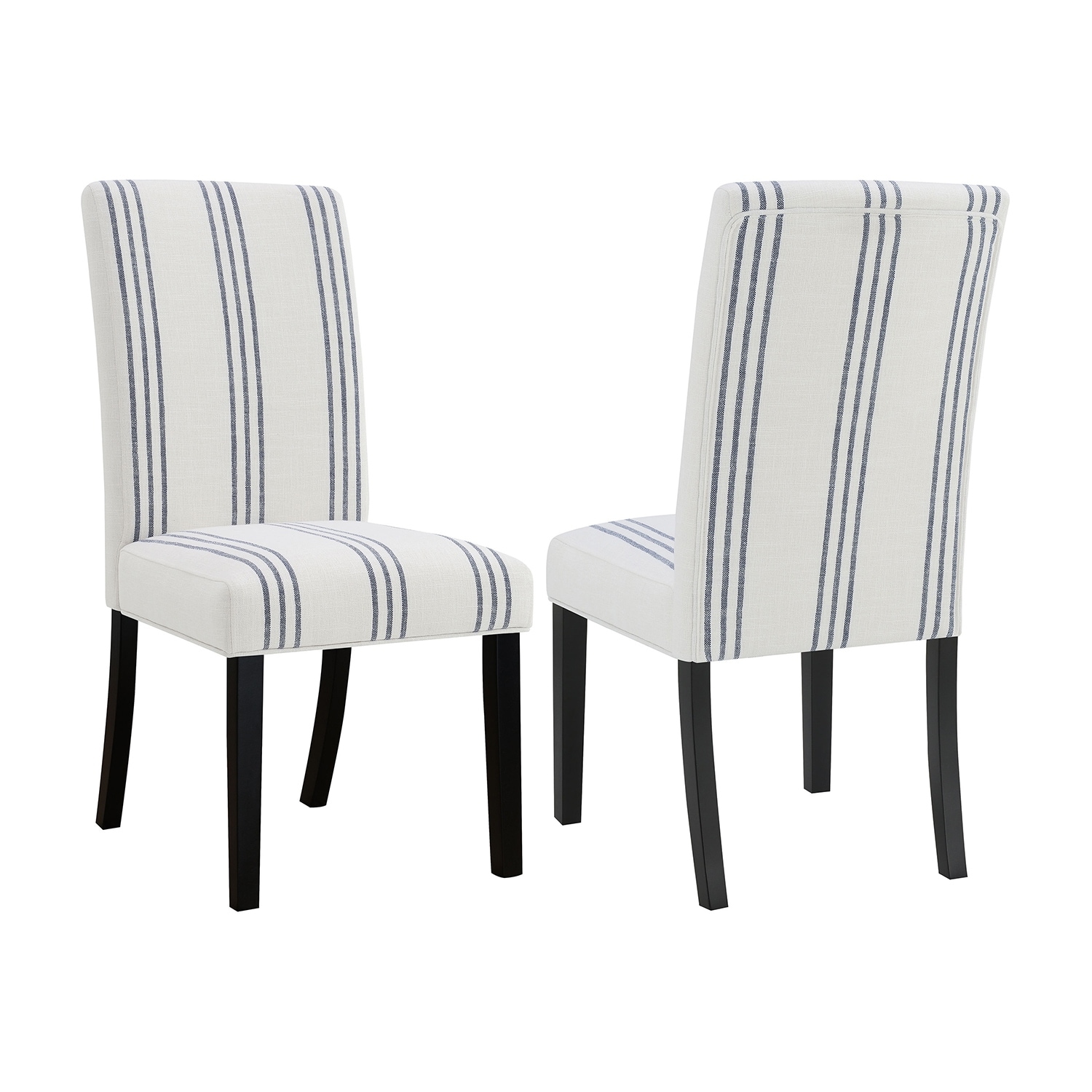Set of 2 Upholstered Dining Side Chairs in Beige and Black