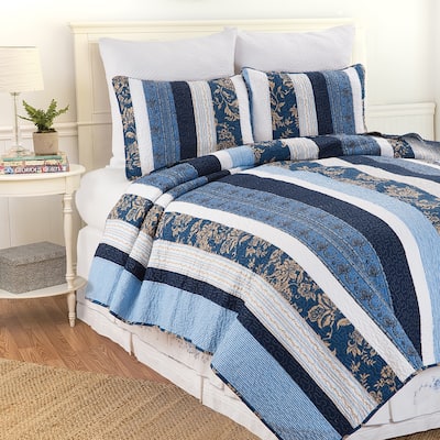 Lakeland Patchwork Cotton Quilt Set - Reversible and Machine Washable