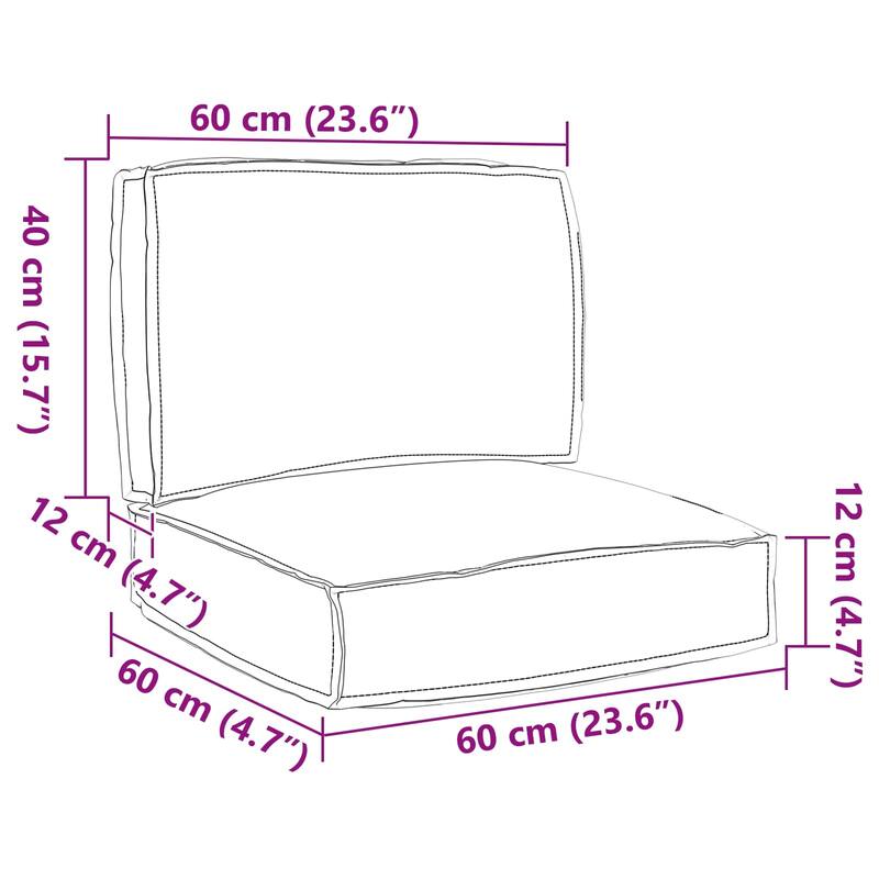 vidaXL Pallet Cushion Set 2 pcs Oxford Fabric - 23.62 x 23.62 x 20.47 in