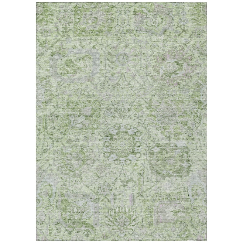 Machine Washable Indoor/ Outdoor Vintage Traditional Chantille Rug