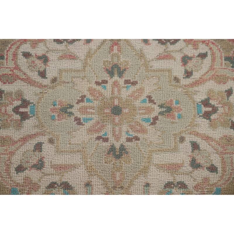 Hand Knotted Oriental 100% Wool Carpet Traditional Floral Pink Mashad Area Rug - 13' 9'' X 9' 7''