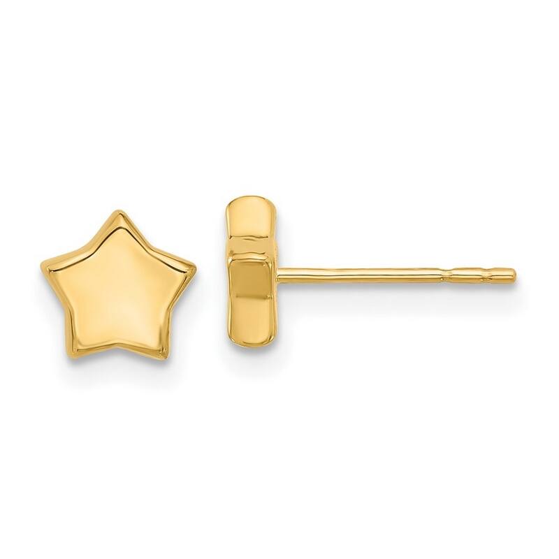 Curata 14k Yellow Gold Polished 6.62x10.25mm Stars Post Earrings