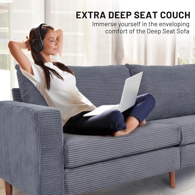 82.7" Sofas for Living Room, Comfy Love Seat Couches, Corduroy Loveseat Sofa,, Easy Assembly for Small Spaces