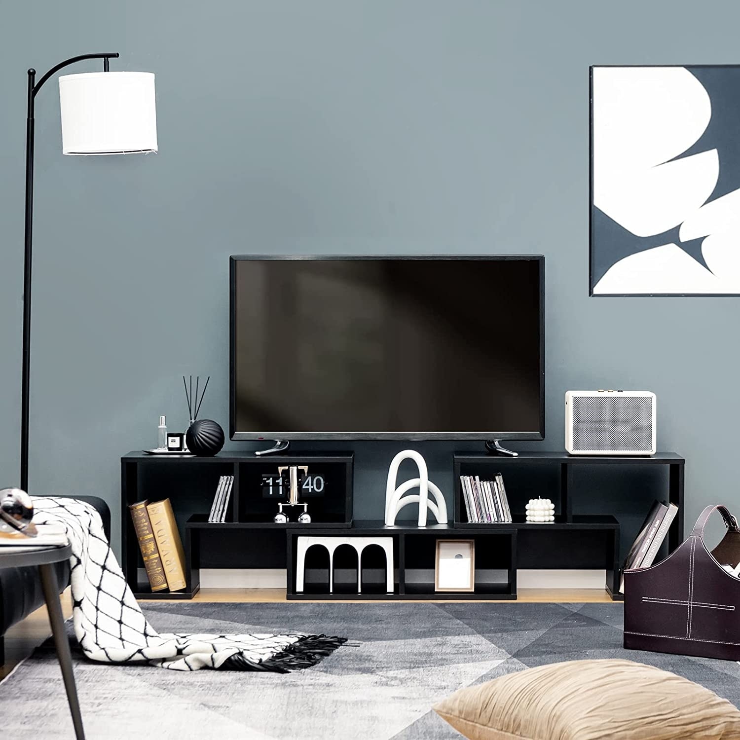 Black cube tv store stand