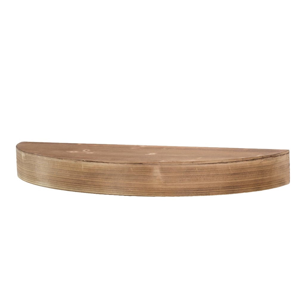 American Art Decor Small Round Wood Floating Wall Shelf - Brown - 28" L x 3" H x 8" D