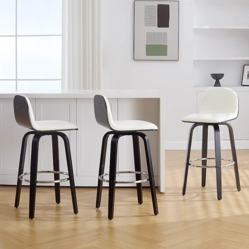 Faux Leather Upholstered Swivel Counter/ Bar Stools with Wood Frame