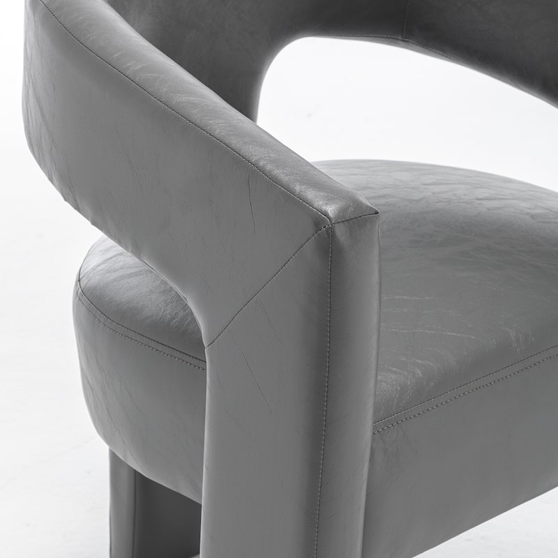 SEYNAR Modern Glam PU Leather Upholstered Dining Chair, Open-Back Accent Chair Set of 2