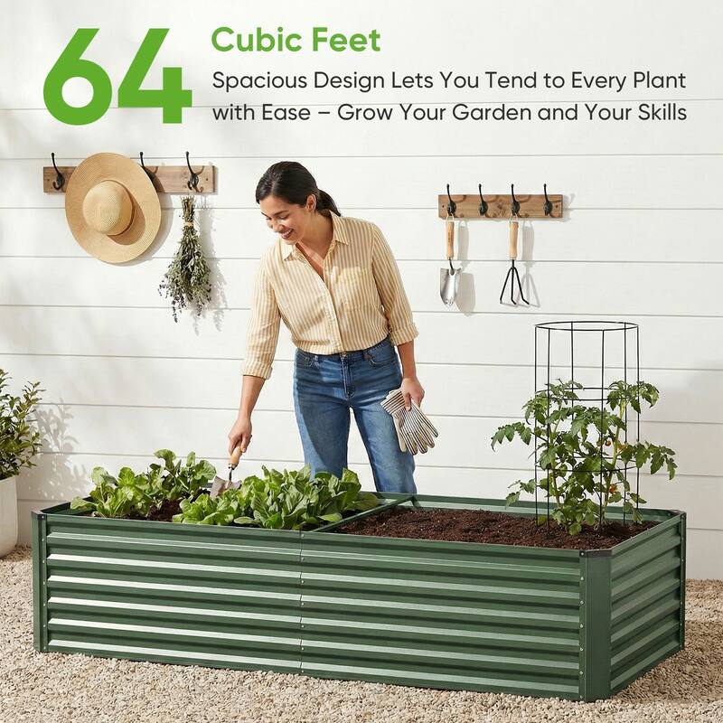 Pocassy Outdoor Metal Raised Garden Bed Planter Box for Vegetables.