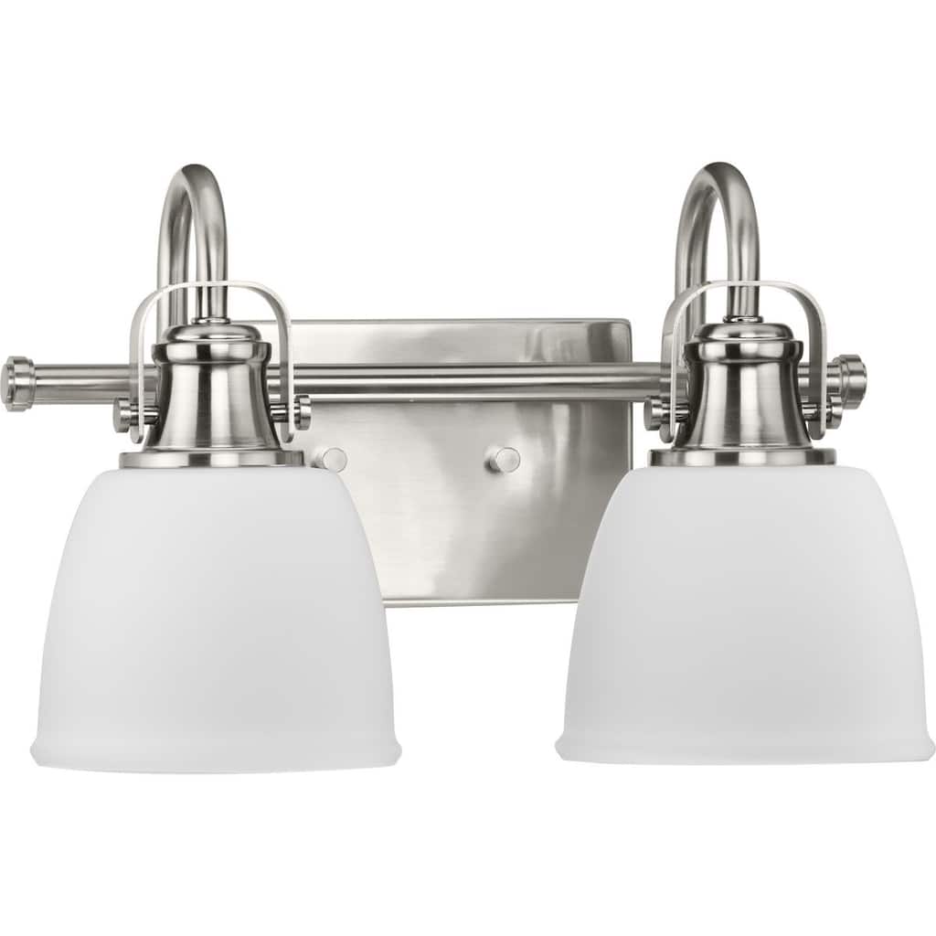 Preston Collection Two-Light Brushed Nickel Coastal Bath and Vanity Light - 14 in x 7.37 in x 9 in
