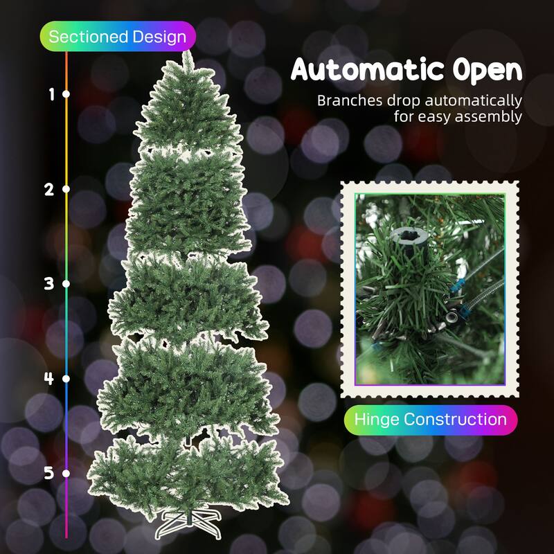 HOMCOM 9ft Smart Prelit Xmas Tree: Full-Spectrum RGB, App/Remote, Hinged, Easy Assembly, Green