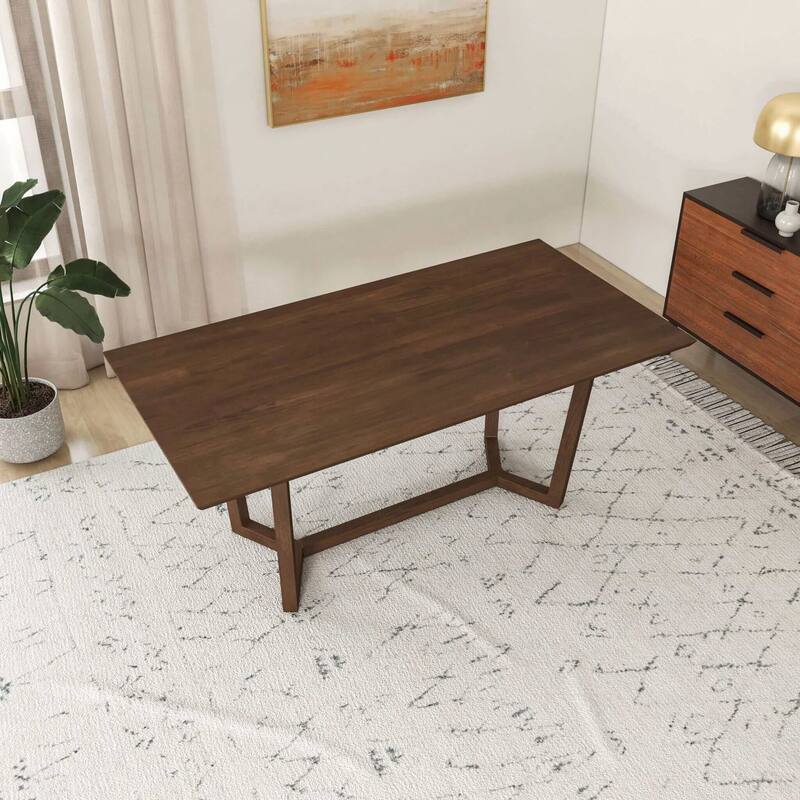 Solid Wood Dining Table In Brown