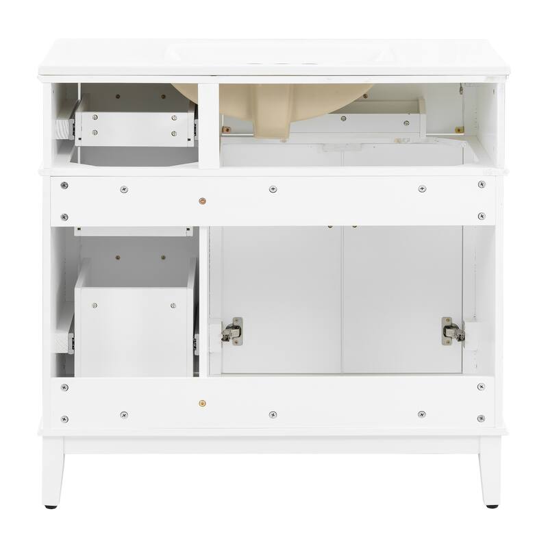 GDFStudio - Elysia 36" Bathroom Vanity with Ceramic Sink, Soft-Close Doors & 4 Drawers