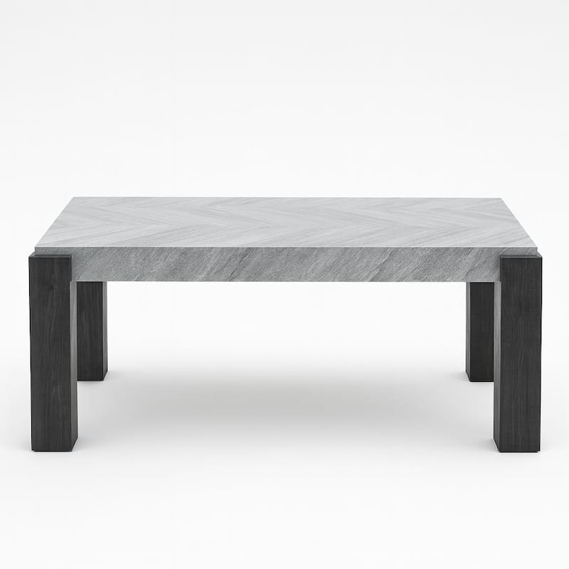 Strata Belmont Coffee Table Marble Inspired Top Wood Legs Modern Decor - Grey