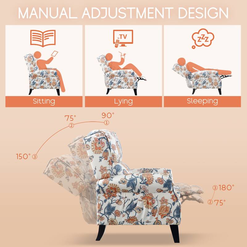 HOMYKA Manual Pushback Recliner Adjustable Accent Chair Wingback Armchair Set of 2