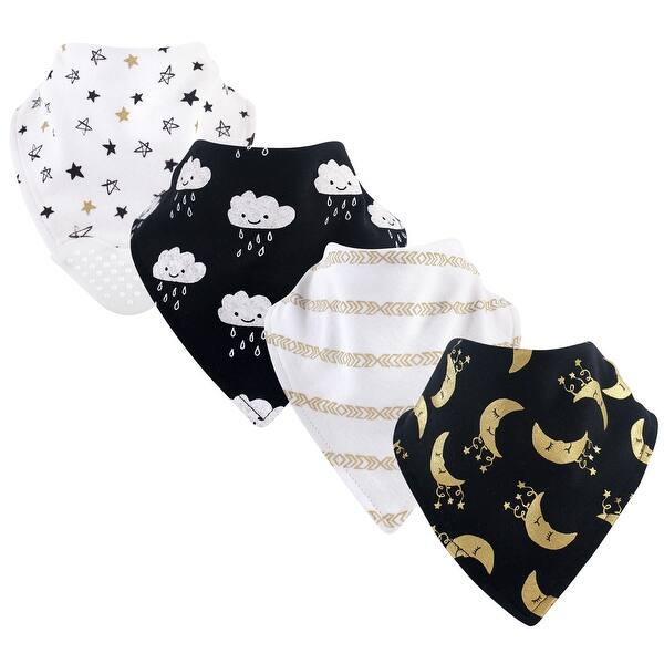 slide 1 of 1, Yoga Sprout Baby Cotton Bandana Bibs 4pk, Metallic Moon, One Size - Metallic Moon 4-Pack - One Size One Size - Metallic Moon 4-Pack