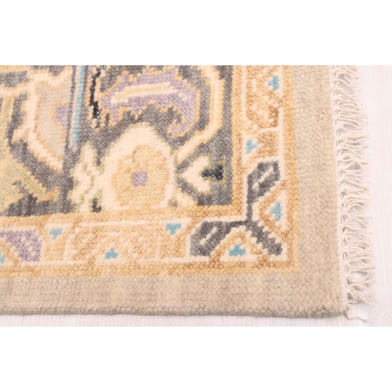 ECARPETGALLERY Hand-knotted Modern Oushak Light Grey Wool Rug - 6'1 x 9'1