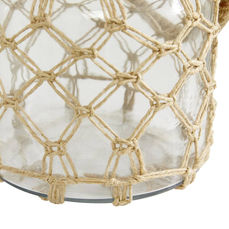 Glass Decorative Candle Lantern with Rope Handle - Clear - Roche River Decor