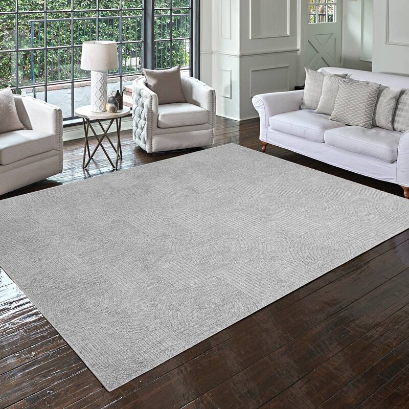 Gertmenian Malini Polypropylene Modern Abstract High-Low Area Rug Collection - 8' 9" x 13' 1" - Karina Gray