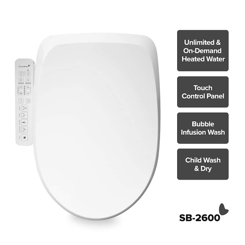 SmartBidet Electric Bidet Seat for Elongated Toilets - White