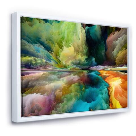 Designart 'Colorful Motion Gradients Of Surreal Mountains And Clouds' Modern Framed Canvas Wall Art Print