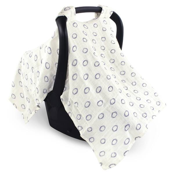 slide 1 of 1, Hudson Baby Infant Boy Muslin Cotton Car Seat and Stroller Canopy, Football, One Size - Football Football