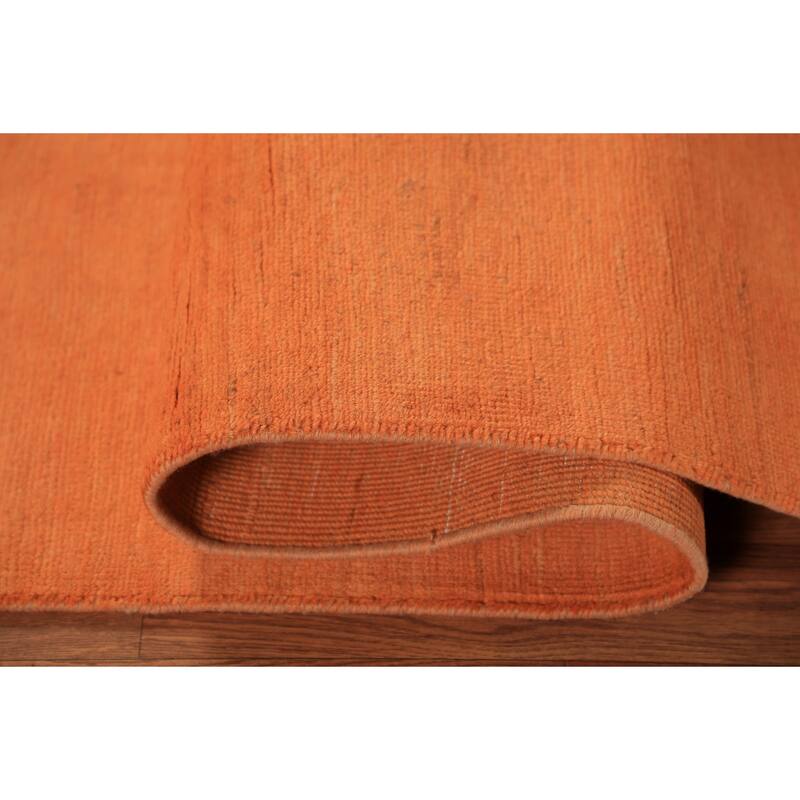 Orange Gabbeh Modern Area Rug Hand-Knotted Wool Carpet - 4'10" x 6'8"