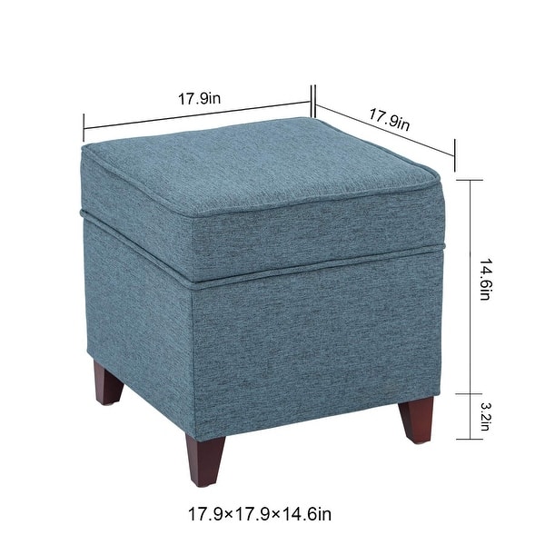 dimension image slide 1 of 14, Adeco Square Storage Ottoman 17 inch Footstool