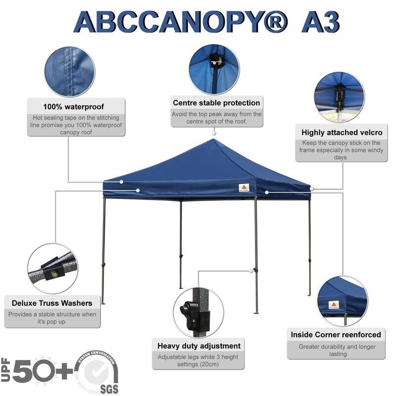 ABCCANOPY Outdoor Commercial Metal Patio Pop-Up Canopy - 10ftx10ft