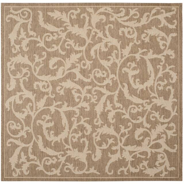 SAFAVIEH Courtyard Darline Indoor/ Outdoor Waterproof Patio Backyard Rug - 7'10"x7'10" Square - Brown/Natural