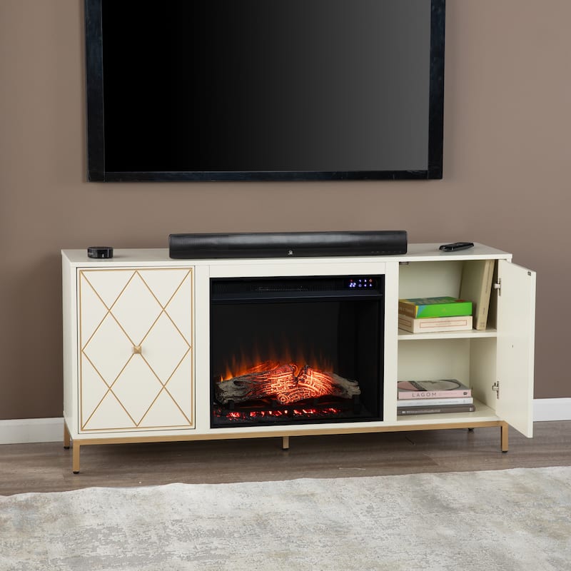 SEI Furniture Marradi Modern Media TV Stand with Storage & Electric Fireplace Insert