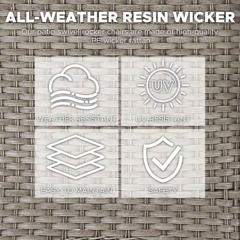 Outdoor Wicker Swivel Gliders Chairs with Side Table