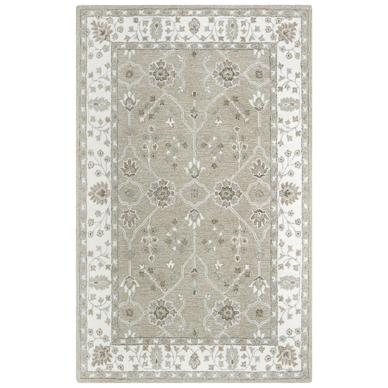 Alora Decor Conley Traditional Antique Floral Border Rug - 7'9" x 9'9" - Beige