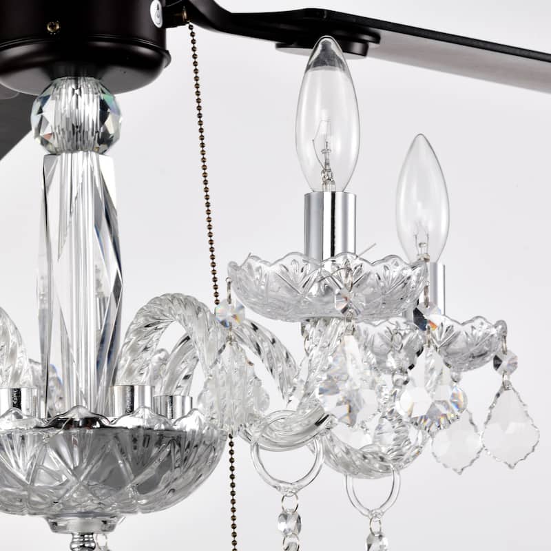 Sofucor 52" Ceiling Fan with Light Remote, Classical Crystal Chandelier fan, 5 Reversible Blades & Reverse Airflow - 52 Inches