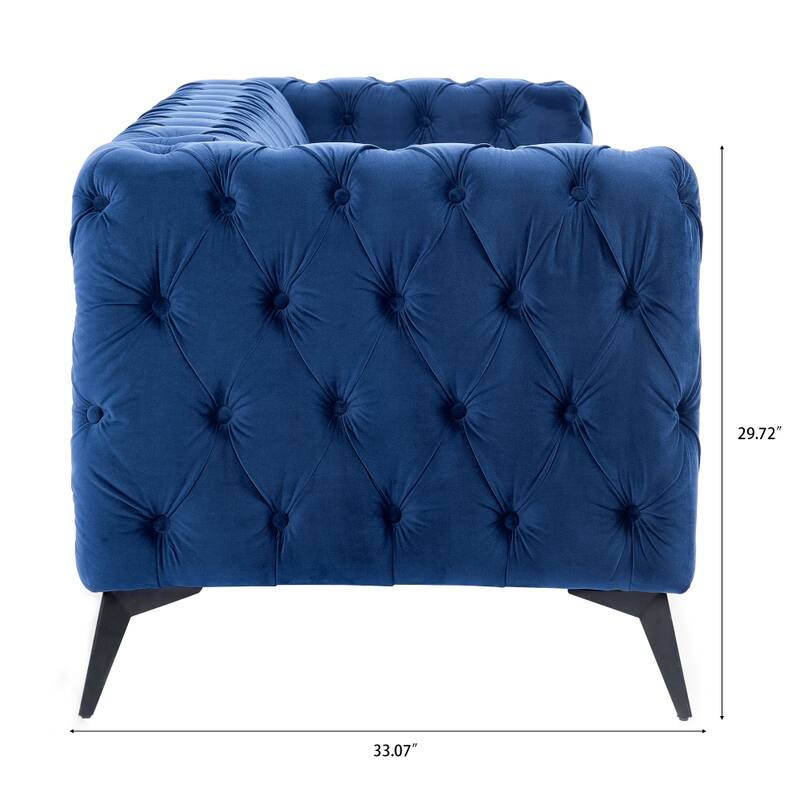 84.06 in. Traditional Square Arm Removable Cushion 3 Seater Sofa