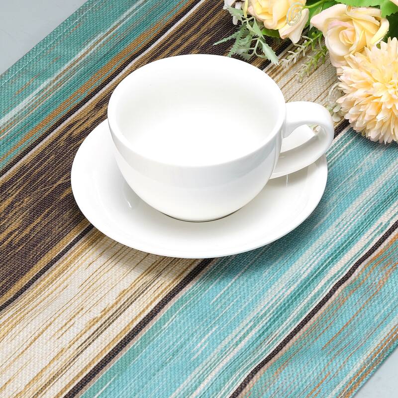 Table Runner 72" x 13", Retro Table Runner, Green & Blue - Green & Blue