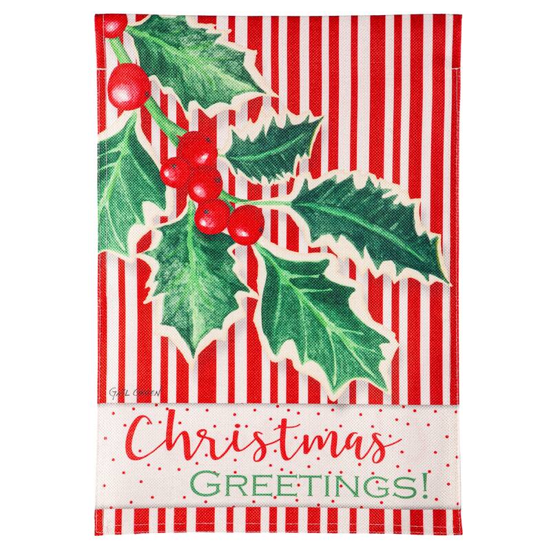 12.5 in. x 18 in. Christmas Greetings Burlap Garden Flag - Multicolor - 12.5 in x 18 in