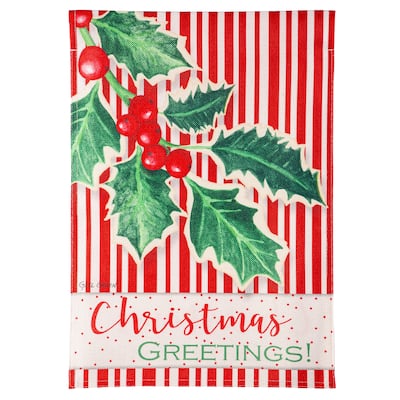 12.5 in. x 18 in. Christmas Greetings Burlap Garden Flag - Multicolor - 12.5 in x 18 in