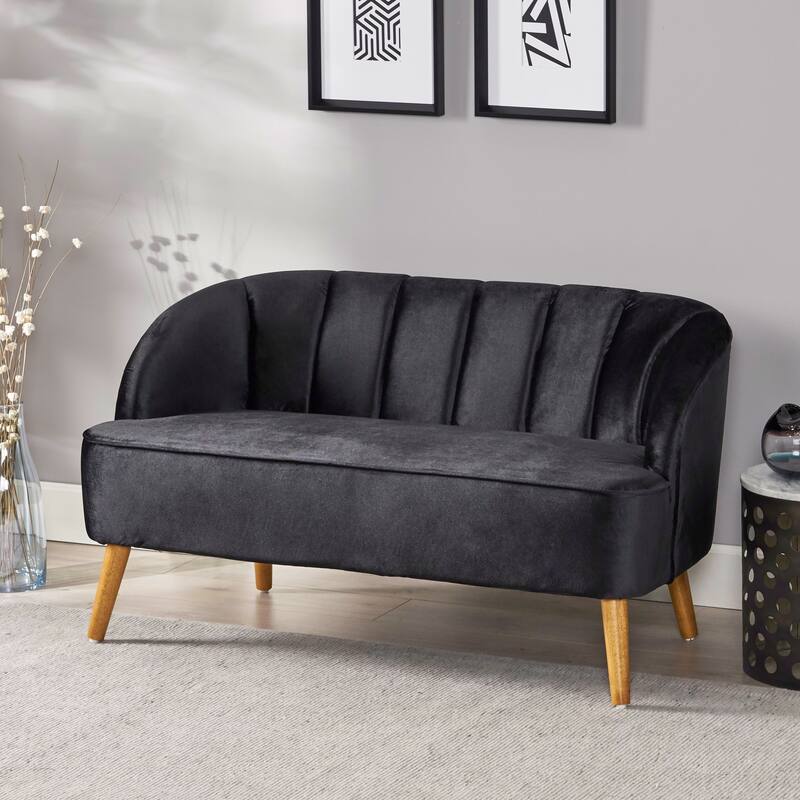 Classic Shell-Backed Loveseat with Wooden Legs