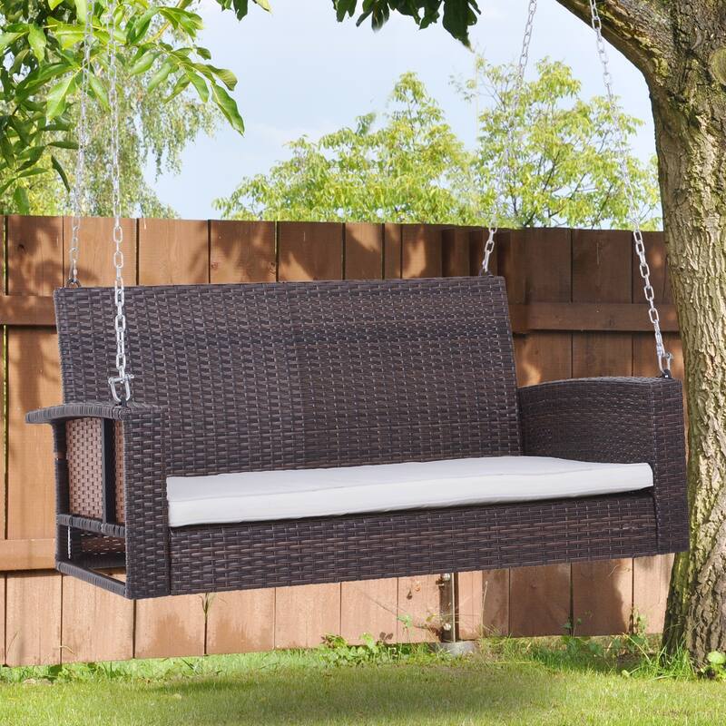 Outsunny 2 Person Wicker Hanging Swing Bench