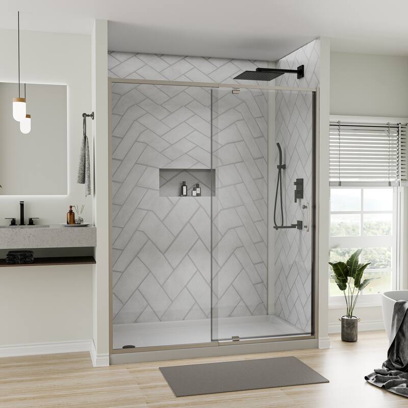 56-60" Bathtub Pivot Shower Screen Door - 60''x 71''