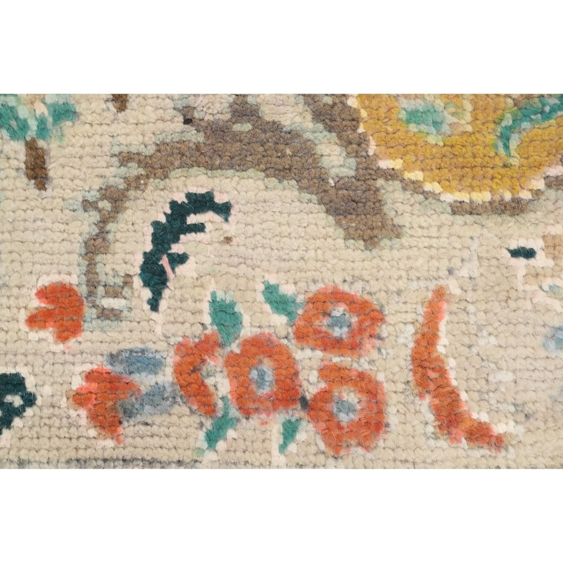 Hand Knotted Oriental 100% Wool Carpet Traditional Floral Coral Tabriz Area Rug - 9' 7'' X 6' 11''