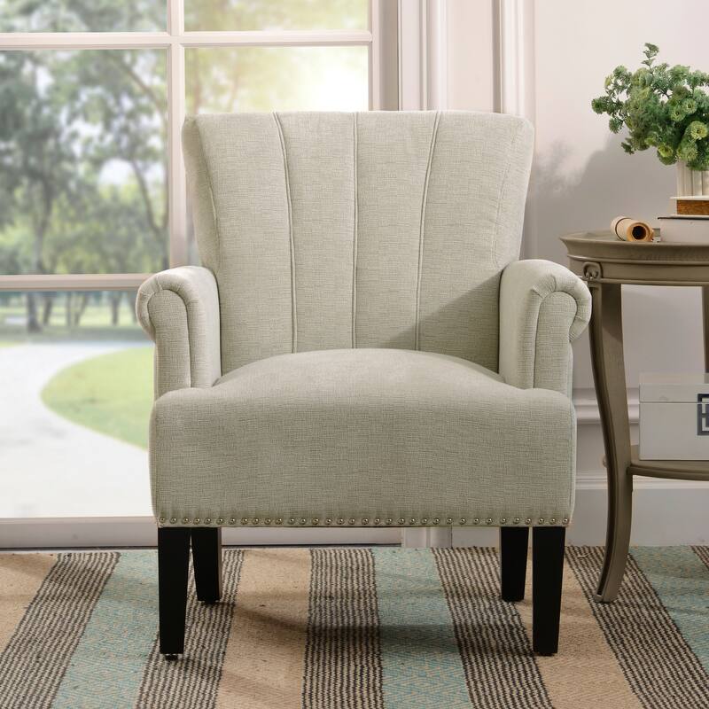 Accent Rivet Tufted Polyester Armchair Cream - Cream